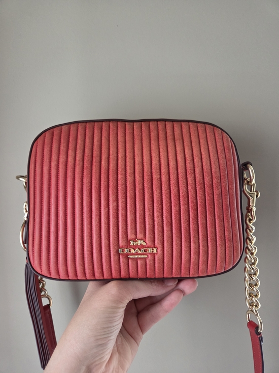 Coach Handbags - Coach Coral Quilted Crossbody with Gold Chain and Tassel